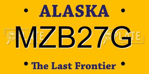 MZB27G Alaska License Plate