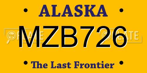 MZB726 Alaska License Plate