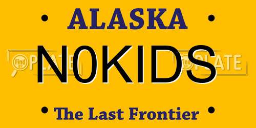 N0KIDS Alaska License Plate