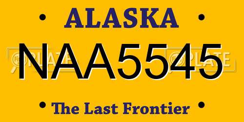 NAA5545 Alaska License Plate
