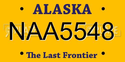 NAA5548 Alaska License Plate