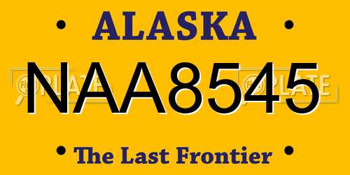 NAA8545 Alaska License Plate