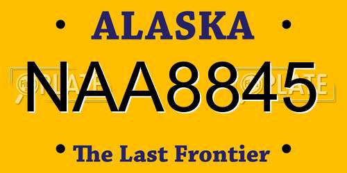 NAA8845 Alaska License Plate