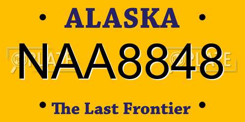 NAA8848 Alaska License Plate