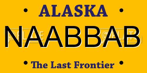 NAABBAB Alaska License Plate