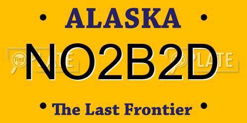 NO2B2D Alaska License Plate