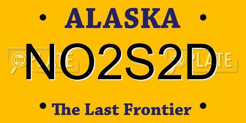 NO2S2D Alaska License Plate