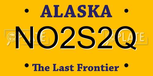 NO2S2Q Alaska License Plate