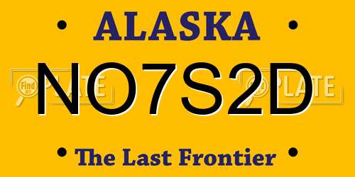NO7S2D Alaska License Plate
