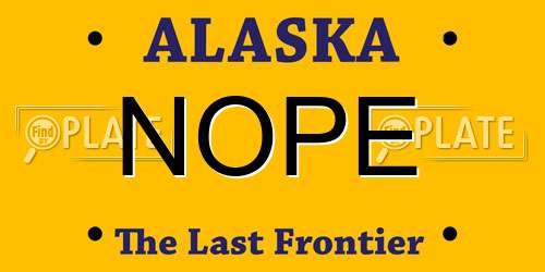 NOPE Alaska License Plate