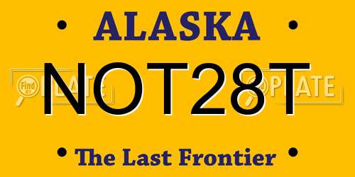 NOT28T Alaska License Plate