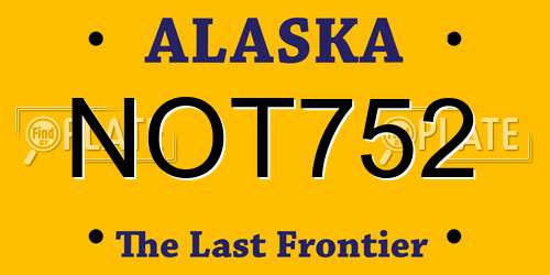 NOT752 Alaska License Plate