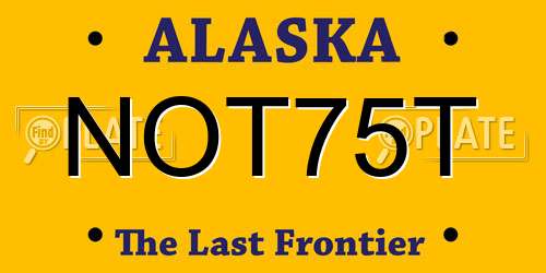 NOT75T Alaska License Plate