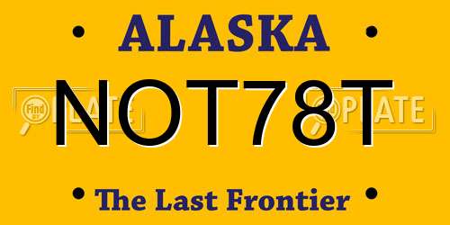 NOT78T Alaska License Plate