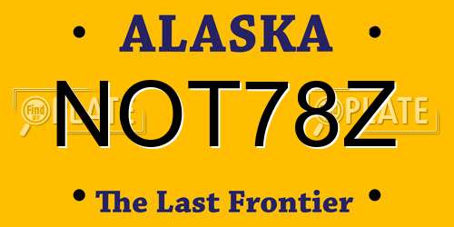 NOT78Z Alaska License Plate