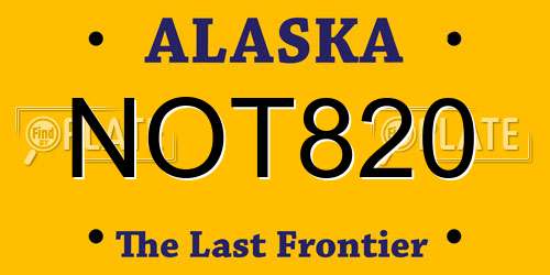 NOT820 Alaska License Plate