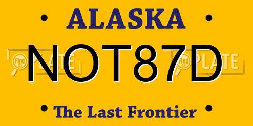 NOT87D Alaska License Plate