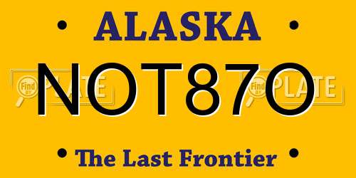NOT87O Alaska License Plate