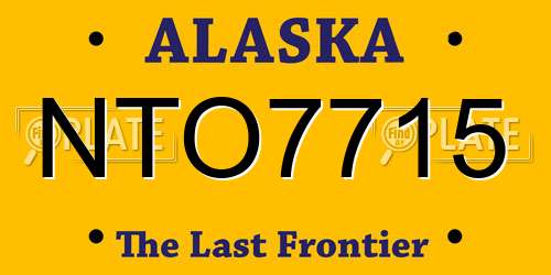 NTO7715 Alaska License Plate