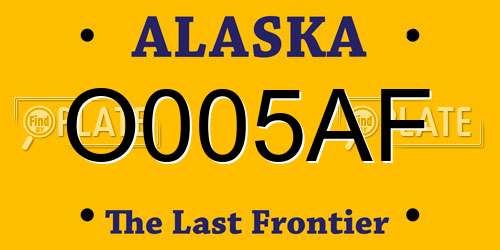 O005AF Alaska License Plate