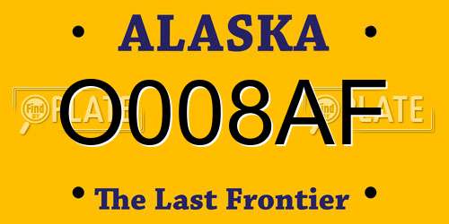 O008AF Alaska License Plate