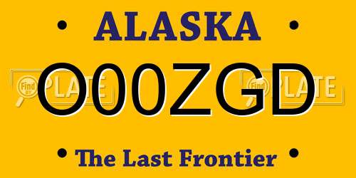 O00ZGD Alaska License Plate