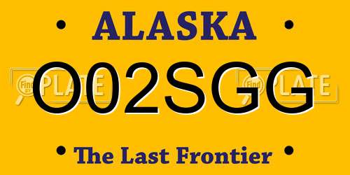 O02SGG Alaska License Plate