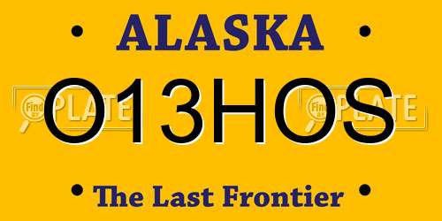 O13HOS Alaska License Plate