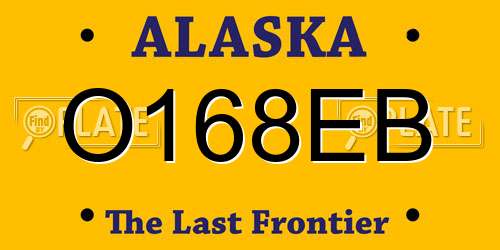 O168EB Alaska License Plate