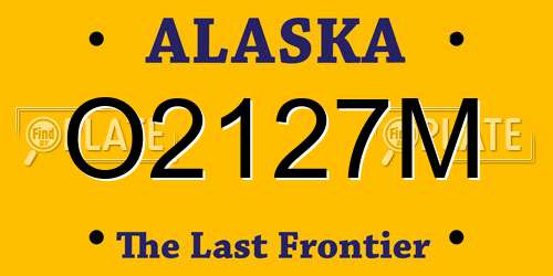 O2127M Alaska License Plate