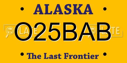 O25BAB Alaska License Plate