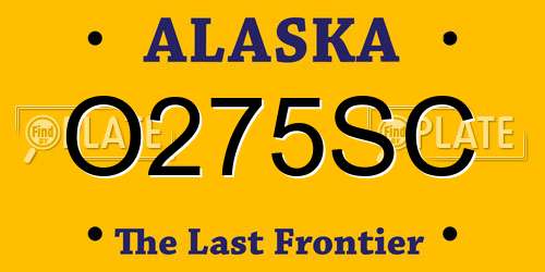 O275SC Alaska License Plate