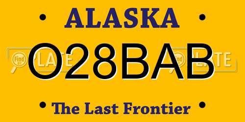 O28BAB Alaska License Plate