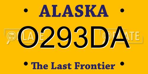 O293DA Alaska License Plate