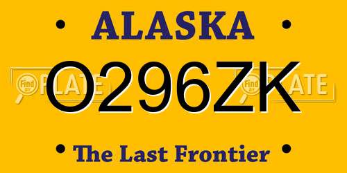 O296ZK Alaska License Plate