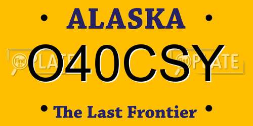 O40CSY Alaska License Plate