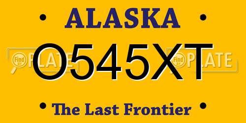 O545XT Alaska License Plate