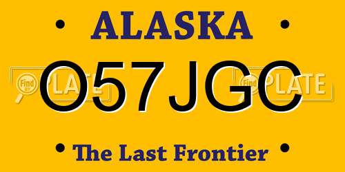 O57JGC Alaska License Plate