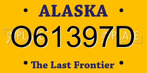 O61397D Alaska License Plate