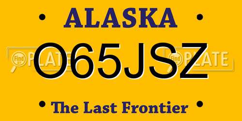 O65JSZ Alaska License Plate