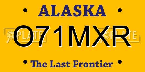 O71MXR Alaska License Plate