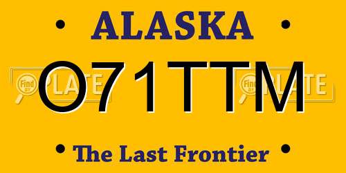 O71TTM Alaska License Plate