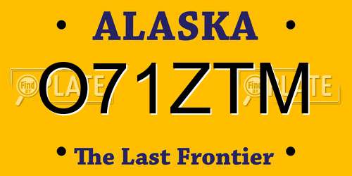 O71ZTM Alaska License Plate