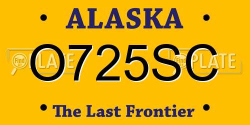 O725SC Alaska License Plate