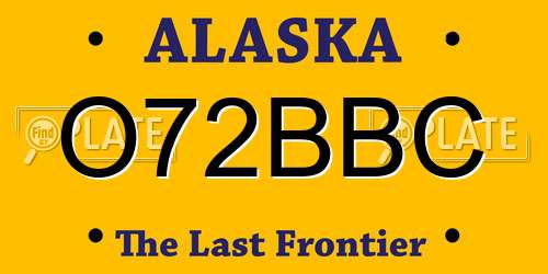O72BBC Alaska License Plate