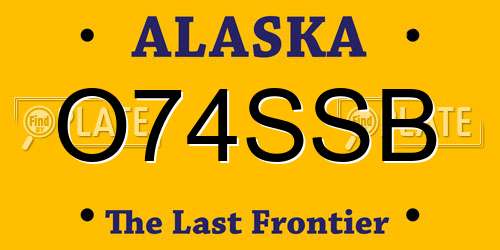 O74SSB Alaska License Plate