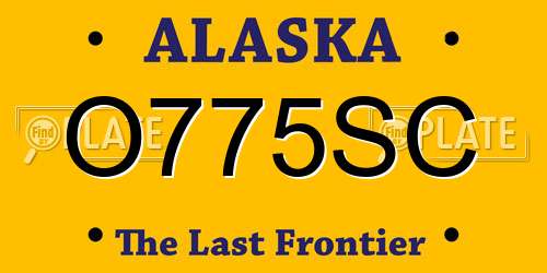 O775SC Alaska License Plate
