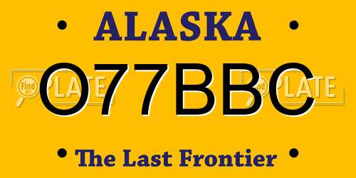 O77BBC Alaska License Plate