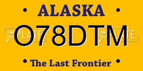 O78DTM Alaska License Plate