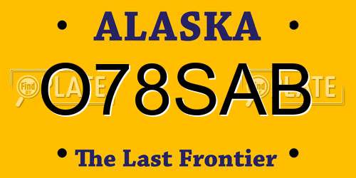 O78SAB Alaska License Plate